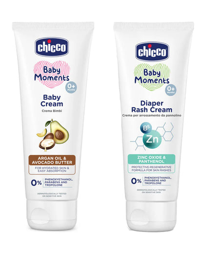 Chicco Baby Moments-Baby Cream (100 g) With Diaper Rash Cream (100 g)