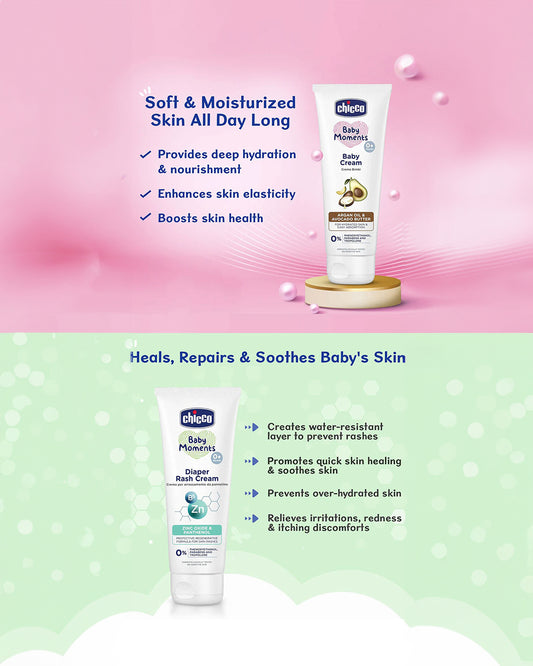 Chicco Baby Moments-Baby Cream (100 g) With Diaper Rash Cream (100 g)