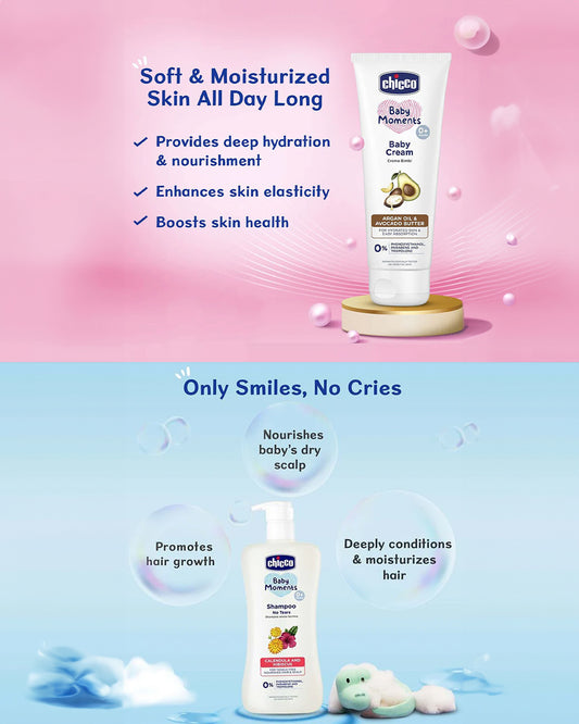 Chicco Baby Moments-Baby Cream (100 g) With Baby Shampoo (200 ml)