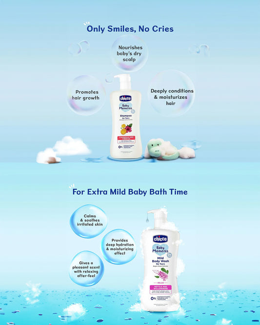 Chicco Baby Moments-Baby Shampoo (500 ml) With Mild Body Wash Relax (200 ml)