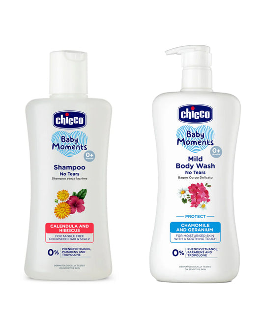 Chicco Baby Moments-Baby Shampoo (500 ml) With Mild Body Wash Protect (200 ml)