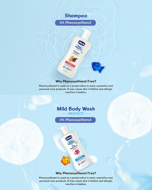 Chicco Baby Moments-Baby Shampoo (500 ml) With Mild Body Wash Protect (200 ml)