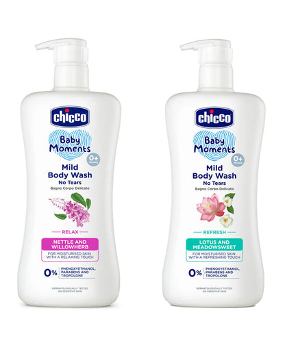 Chicco Baby Moments-Mild Body Wash Relax (500 ml) With Mild Body Wash Refresh (500 ml)