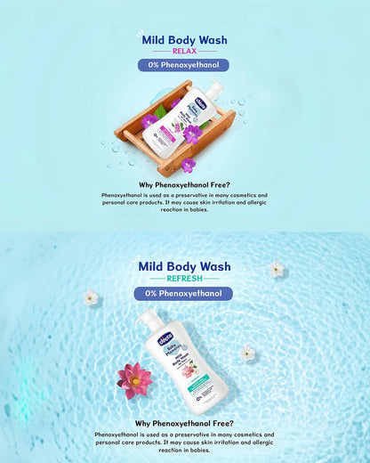 Chicco Baby Moments-Mild Body Wash Relax (500 ml) With Mild Body Wash Refresh (500 ml)