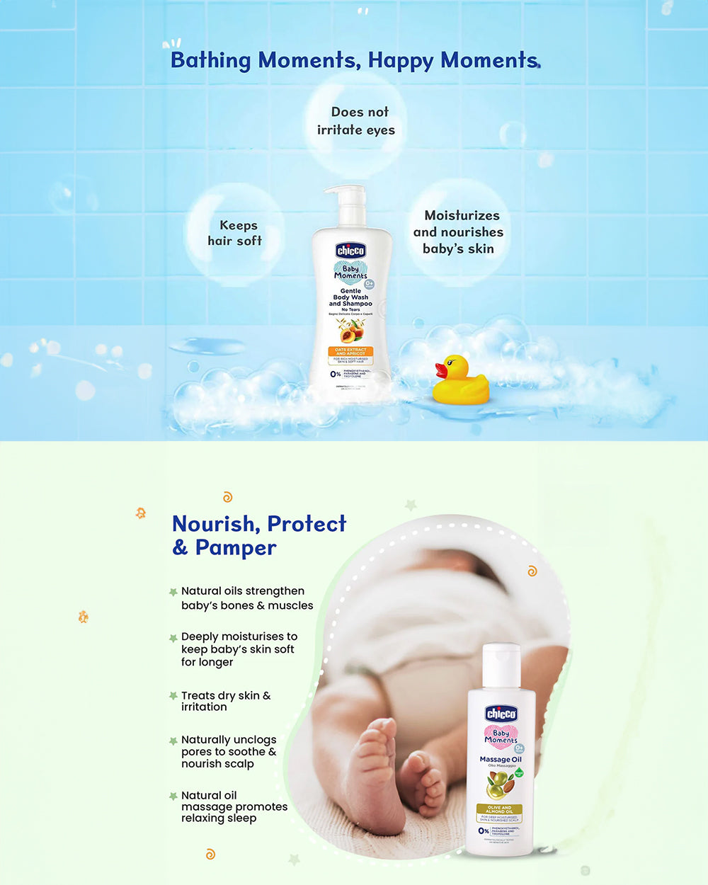 Chicco Baby Moments-Baby Body Hair Oil (200 ml) With Gentle Body