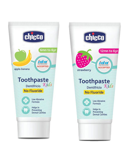 Chicco Baby Toothpaste Strawberry Flavour & Banana Flavour-50 g-Pack of 2