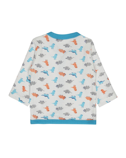 Bodycare Blue Winter Wear Thermal Set-Dinosaur-Cotton-For Infants