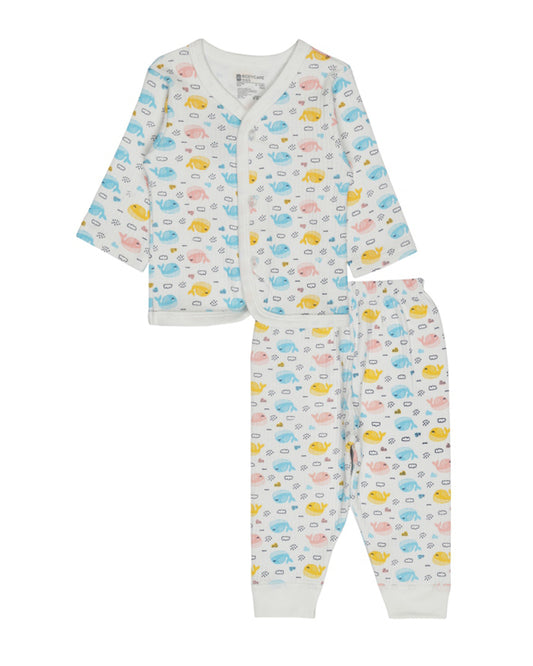 Bodycare Blue Winter Wear Thermal Set-Fishes-Cotton-For Infants