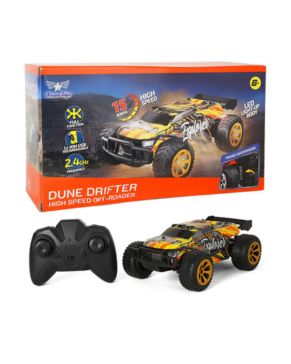 Sirius Dune Drifter Remote Control Car with LED Lights-Easy to Use-Vehicle Toy-Orange