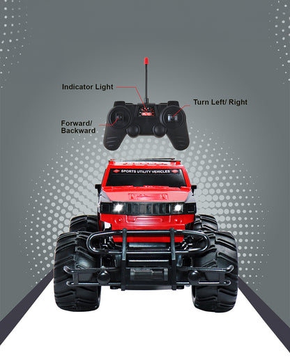 Sirius Modified Hummer Remote Control Car with Rechargeable Battery-LED Lights, Sturdy, Off-Road Monster Truck-Vehicle Toy-Red