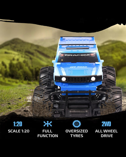 Sirius Modified Hummer Remote Control Car with Rechargeable Battery-LED Lights, Sturdy Off-Road Monster Truck-Vehicle Toy-Blue