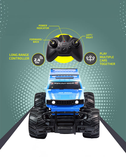Sirius Modified Hummer Remote Control Car with Rechargeable Battery-LED Lights, Sturdy Off-Road Monster Truck-Vehicle Toy-Blue