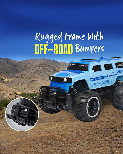 Sirius Modified Hummer Remote Control Car with Rechargeable Battery-LED Lights, Sturdy Off-Road Monster Truck-Vehicle Toy-Blue