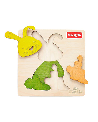 Funskool Eko Play Happy Rabbit Wooden Puzzle-4 Pieces-Learning & Educational Toys-24M+