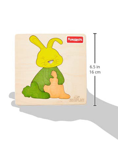 Funskool Eko Play Happy Rabbit Wooden Puzzle-4 Pieces-Learning & Educational Toys-24M+