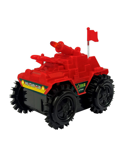Sirius Military Tumbling Tank for Kids-360° Flipping and Rolling Action with Bright Flashing Lights-Battery Operated-Vehicle Toy-Red