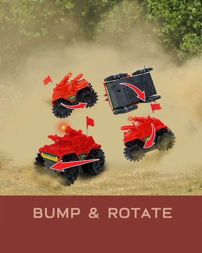 Sirius Military Tumbling Tank for Kids-360° Flipping and Rolling Action with Bright Flashing Lights-Battery Operated-Vehicle Toy-Red