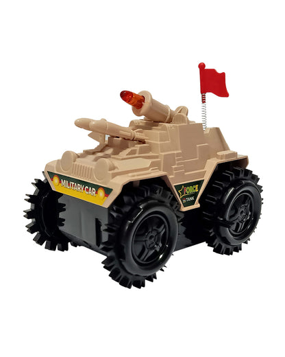 Sirius Military Tumbling Tank for Kids-360° Flipping and Rolling Action with Bright Flashing Lights-Battery Operated-Vehicle Toy-Yellow