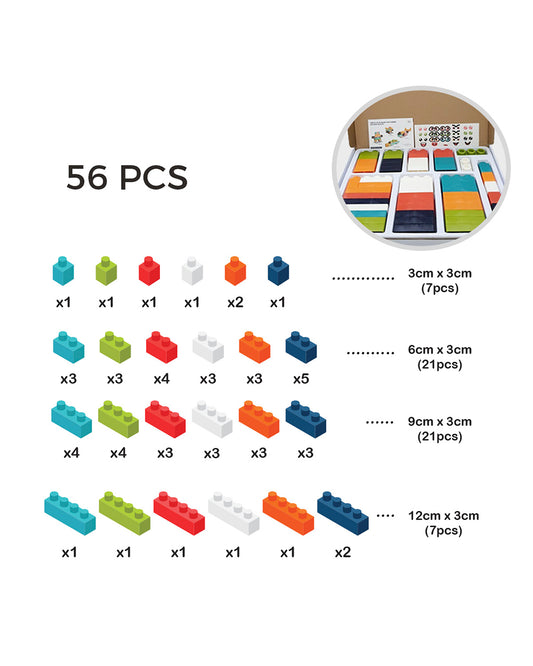 Sirius Toys Soft Blox Building Blocks-56 Piece Set-Flexible and Washable Blocks-Learning Set