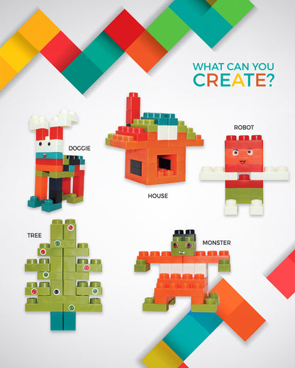 Sirius Toys Soft Blox Building Blocks-56 Piece Set-Flexible and Washable Blocks-Learning Set