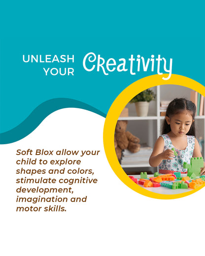 Sirius Toys Soft Blox Building Blocks-56 Piece Set-Flexible and Washable Blocks-Learning Set