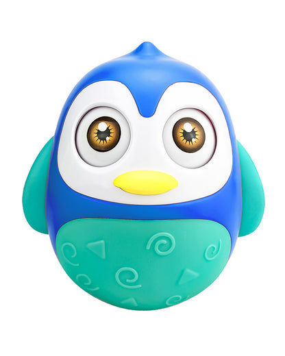 Pinokio Roly Poly Blinky-Interactive Penguin Wobbler-Blinking Eyes & Soothing Sounds-Musical Toy-Blue/Cyan