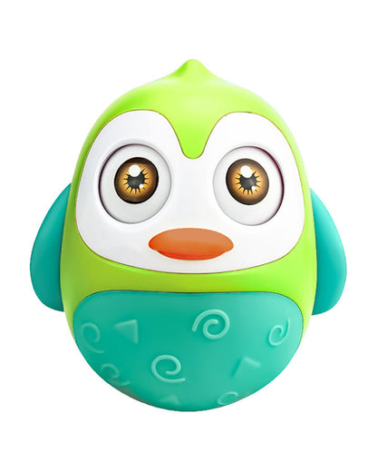 Pinokio Roly Poly Blinky-Interactive Penguin Wobbler-Blinking Eyes & Soothing Sounds-Musical Toy-Green/Cyan