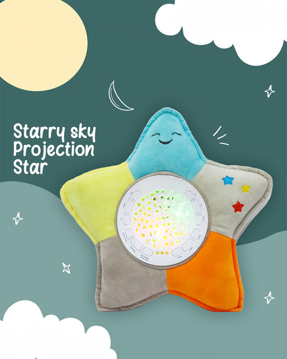 Pinokio Dreamy Light Projector-Washable Star Plush Toy with Soothing Night Light, Star Projection-10 Melodies & Volume Control-Safe & Durable-Musical Toy