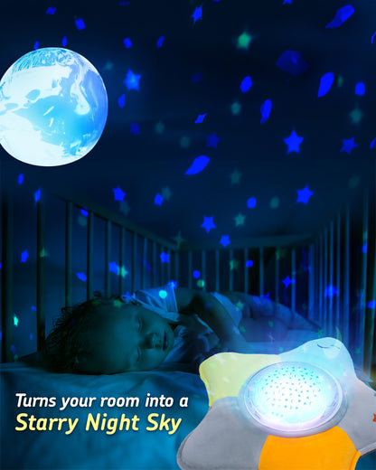 Pinokio Dreamy Light Projector-Washable Star Plush Toy with Soothing Night Light, Star Projection-10 Melodies & Volume Control-Safe & Durable-Musical Toy