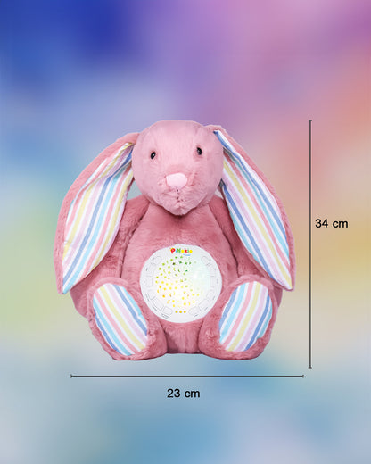 Pinokio Dreamy Light Projector-Washable Bunny Plush Soft Toy with Soothing Night Light, Star Projection-10 Melodies & Volume Control-Safe & Durable-Musical Toy-Pink