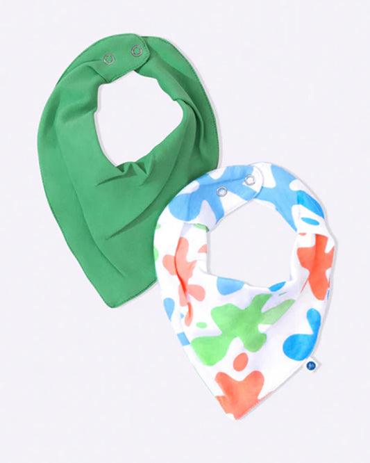 Cotton Bug Baby Bibs-100% Organic Cotton-Easy Snap Button-Art Splash-Pack of 2-For Infants