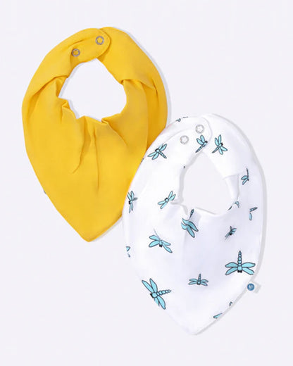 Cotton Bug Baby Bibs-100% Organic Cotton-Easy Snap Button-Dragonfly-Pack of 2-For Infants