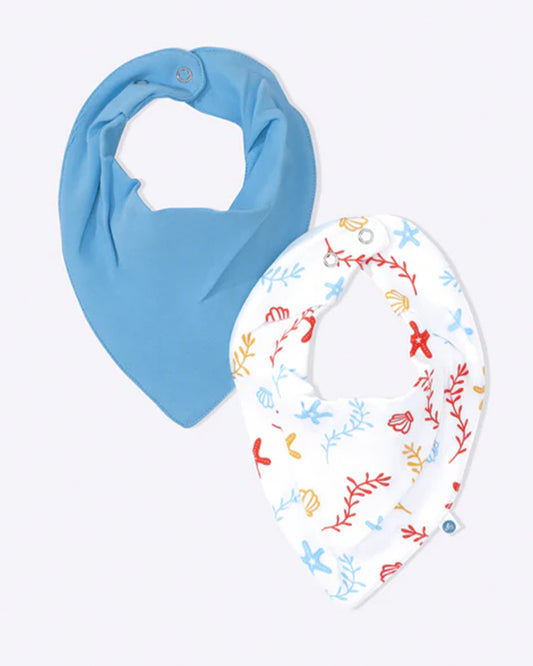 Cotton Bug Baby Bibs-100% Organic Cotton-Easy Snap Button-Sea World-Pack of 2-For Infants