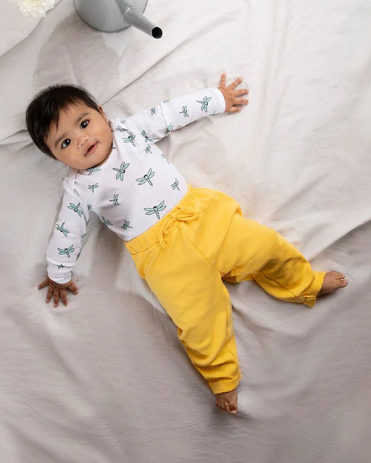 Cotton Bug White & Yellow Pajamas-Dragonfly-Organic Cotton-Pack of 2-For Infants