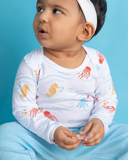 Cotton Bug White & Blue Pajamas-Sea World-Organic Cotton-Pack of 2-For Infants