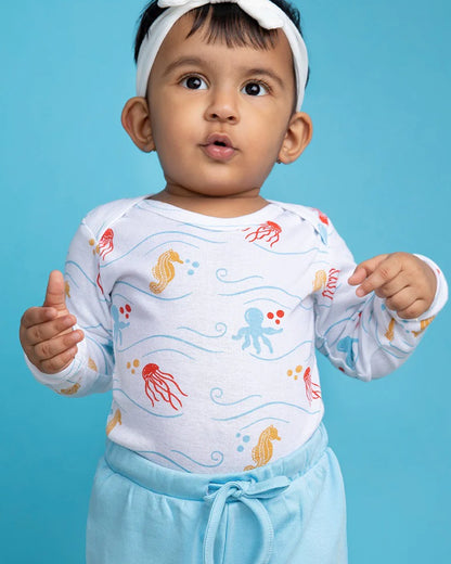 Cotton Bug White & Blue Pajamas-Sea World-Organic Cotton-Pack of 2-For Infants