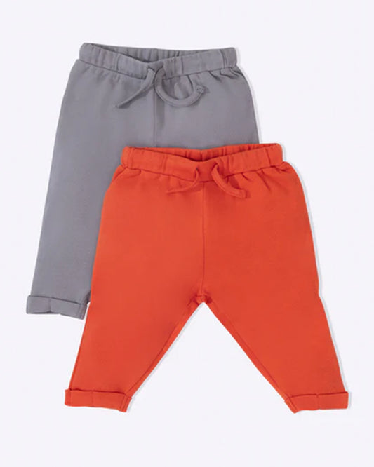 Cotton Bug Orange & Grey Pajamas-Solid-Organic Cotton-Pack of 2-For Infants