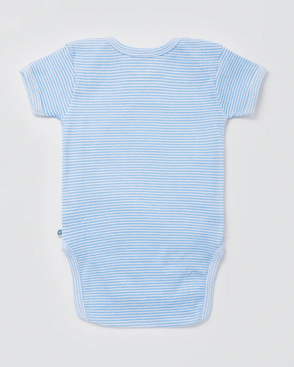 Cotton Bug White & Blue Bodysuit-Cloud-Organic Cotton-Half Sleeves-Pack Of 3-For Infants