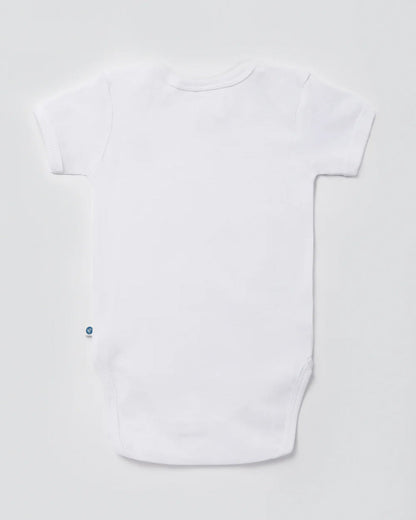 Cotton Bug White & Blue Bodysuit-Cloud-Organic Cotton-Half Sleeves-Pack Of 3-For Infants