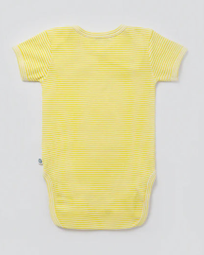 Cotton Bug White & Yellow Bodysuit-Sun & Moon-Organic Cotton-Half Sleeves-Pack Of 3-For Infants