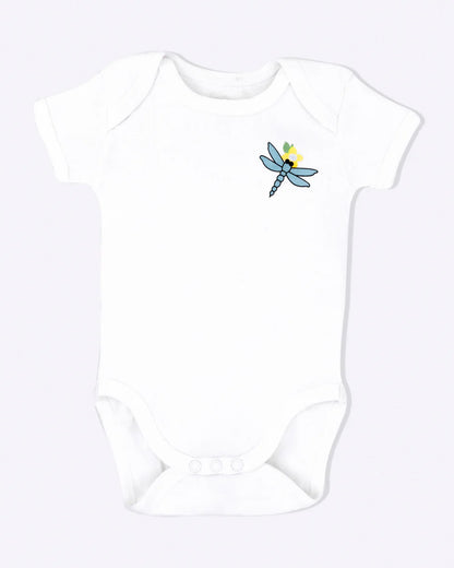 Cotton Bug White Bodysuit-Dragonfly-Organic Cotton-Half Sleeves-Pack Of 3-For Infants