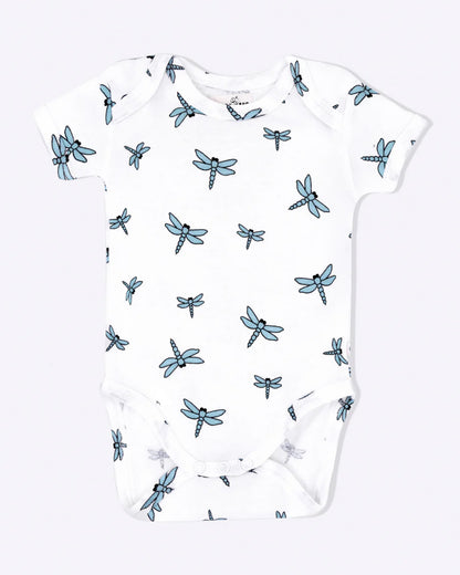 Cotton Bug White Bodysuit-Dragonfly-Organic Cotton-Half Sleeves-Pack Of 3-For Infants