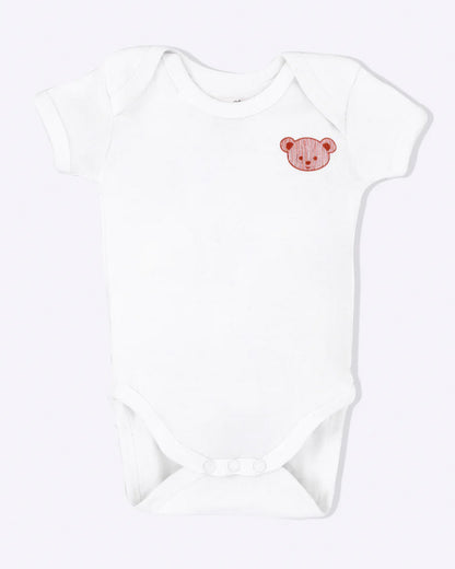 Cotton Bug White & Pink Bodysuit-Teddy-Organic Cotton-Half Sleeves-Pack of 3-For Infants