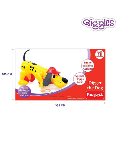 Funskool Giggles Digger The Dog-Promotes Creativity-Develops Motor Skills-Push & Pull Toy-Yellow-9M+