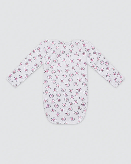 Cotton Bug White & Pastel Pink Bodysuit-Hearts-Organic Cotton-Full Sleeves-Pack of 3-For Infants