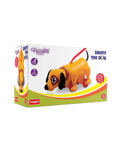 Funskool Giggles Sniffy The Dog Push & Pull Toy-Orange-9M+