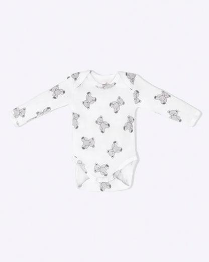 Cotton Bug White & Multicolor Bodysuit Sets with Caps-Organic Cotton-Teddy-Pack of 3-For Infants