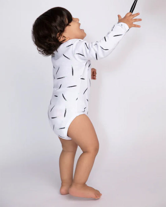 Cotton Bug White Bodysuit-Art Splash-Organic Cotton-Full Sleeves-Pack of 3-For Infants