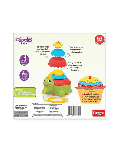 Funskool Giggles Ice Cream Turtle Push & Pull Toy-9M+