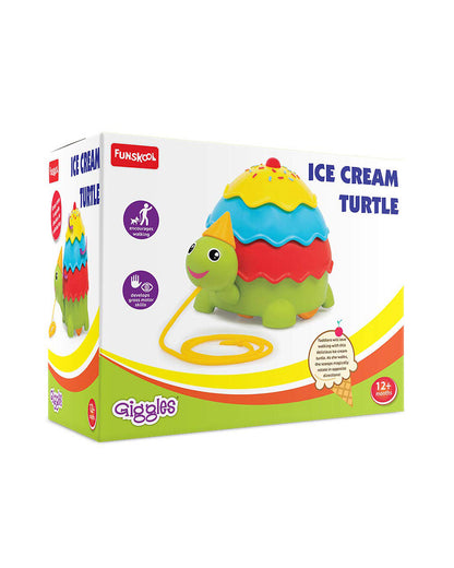 Funskool Giggles Ice Cream Turtle Push & Pull Toy-9M+